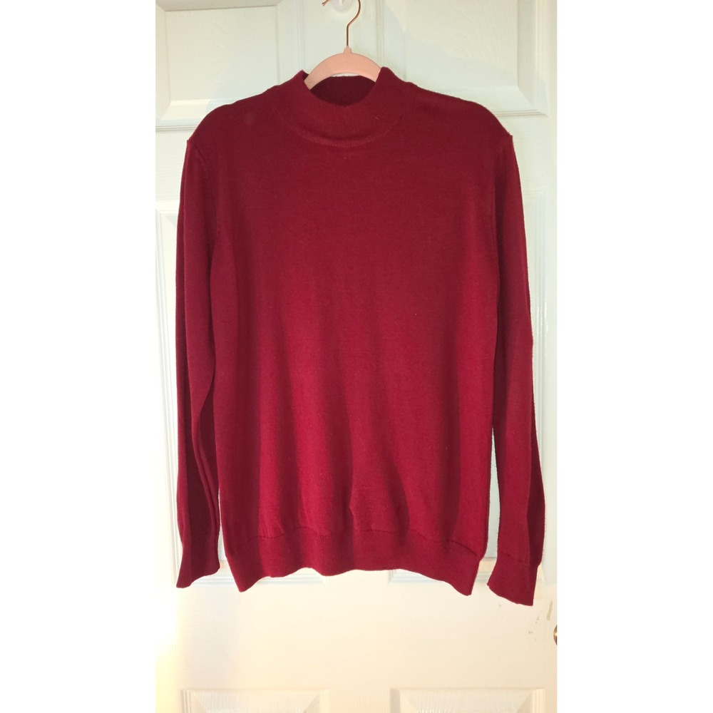 Recess Burgundy Mock Neck Sweater Mens Large RS-11476 Red Knit Long Sleeve